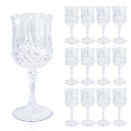 CHLJAR 7 Oz Clear Plastic wine glasses, plastic goblets for parties, White Wine Glasses, plastic water goblets Wedding Office, Bars, cocktail (12, transparent)