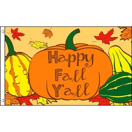 Trade Winds 3x5 Happy Fall Yall Thanksgiving Thanks Giving Pumpkin Squash Flag House Banner Grommets Premium Fade Resistant