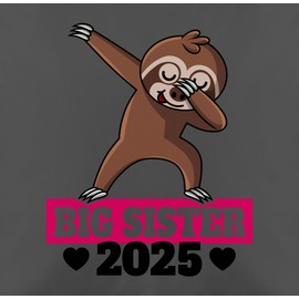 Cushion 50 x 50 cm - Big Sister - Big Sister 2024 with Sloth - Black/Fuchsia - 50 x 50 cm - Grey - sis Gift for Sisters Large Gifts for Large Names