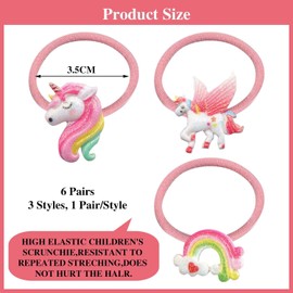 6 Stück Cartoon-Haargummis, Süße Haarseile, Mädchen-Haarseile, Elastische Haarseile, Mädchen-Haarschmuck, Kreative Kinder-Kopfbedeckung