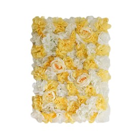 Tableclothsfactory 13 Sq ft. | 4 Panels UV Protected Lifelike Assorted Silk Flower Wall Mats Panel Photo Booth Garden - White | Champagne