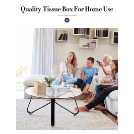 Tissue Box Cover, Jeethemy Square PU Leather Tissue Box Holder, Modern Tissue Case Facial Paper Organizer Dispenser，5X5X5'',Single Wine