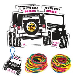LANBAIHE Duck Tags | You've Been Ducked Card | Duck Duck Tag | Duck Ducking Games Cards 2.6 x 2.55 Size 50 Cards | Car Shape | with 50 Rubber Bands