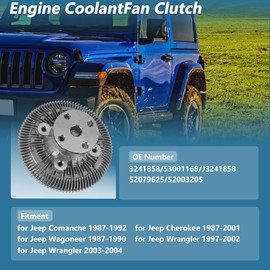 Partuto Engine Cooling Fan Clutch for Jeep Comanche 4.0L 1987-1992 No.3241858/53001168 Electronic Radiator Fan Clutch for Jeep Wrangler 1997-2004 2.4L 2.5L