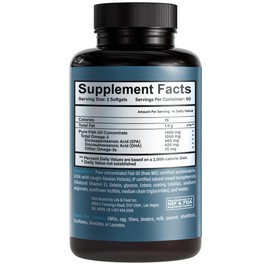 Omega-3 Supreme 1400 mg Wild Alaskan Fish Oil | IFOS Certified EPA DHA, Sustainable, Burpless, Veg Enteric Coated for Absorption (3 Mo Supply,180 Softgels)