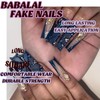 BABALAL Press on Nails Long Square Fake Nails Blue French