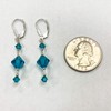 Blue Austrian Crystals 925 Sterling Silver Leverback Handmade Drop Earrings