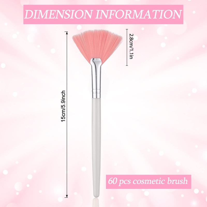 60 Pcs Fan Facial Brushes Soft Fan Facial Applicator Brushes