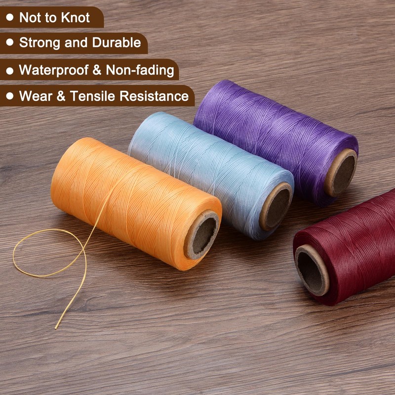 Sourcing Map 150D Flat Waxed Thread 0.8mm 284 Yards Polyester