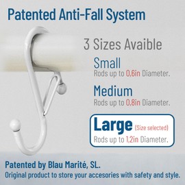 Blau Marité 6 S-Shaped Hooks with Anti-Fall System. Anti Drop S-Shaped Hook with Safety Buckle to Prevent Falls. Heavy Duty. (White, 4in Long (Diameter Rod<1.2in))