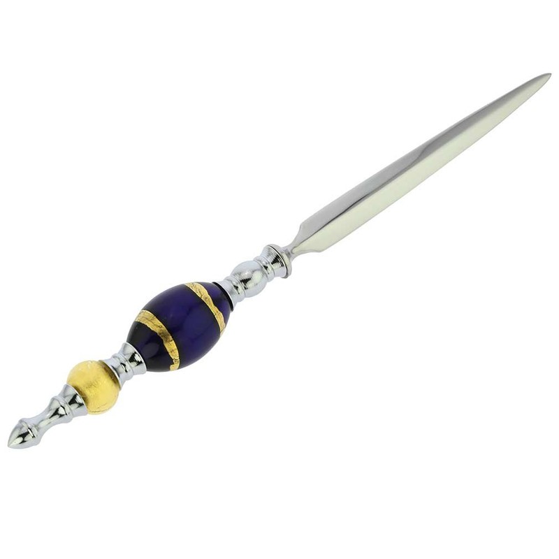 Glass Of Venice Murano Glass Letter Opener - Gold Blue