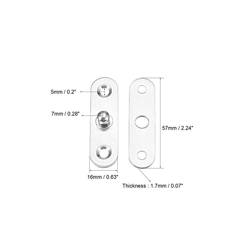 sourcing map 8 Sets Stainless Steel 360 Degree Rotating Door