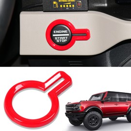 RERPRO Push to Star Button Cover Trim Engine Start Stop Decoration Sticker for 2021 2022 2023 2024 2025 New Ford Bronco 2/4 Door Interior Accessories Ignition One Key Start Knob Protector Ring Red