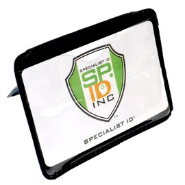 5 Pack - Heavy Duty Magnetic Badge Holder Horizontal - Fold Over Belt, Shirt Pocket or Scrubs - Black Matte Vinyl Secure Magnet Closure - Single Pocket No Swing Name Tag Card Holder by Specialist ID