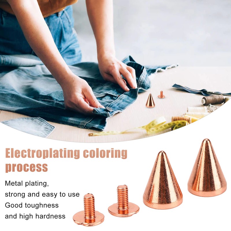 100 Sets Punk Cone Spikes Studs Electroplating Rose Gold Punk