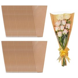 Patty Both Flower Bags for Bouquets, 50PCS Flower Wrapping Papers 10in x 18in, Kraft Flower Wrapping Bags, Floral Wrapping Paper Flower Sleeves for Floral bouquets Packaging