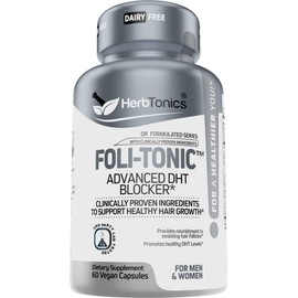 Foli-Tonic DHT Blocker & Hair Loss Supplement | Hair Thinning Treatment & Promotes Healthy Thicker Hair Growth (60 Count (Pack of 1))