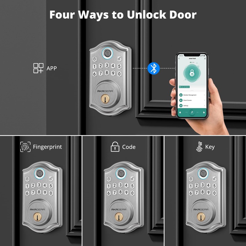 AkaGear DS10 Pro Keyless Entry Door Lock, Fingerprint Door Locks,