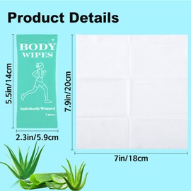 Bgtecho 200 Pack Body Wipes Individually Wrapped, Shower Wipes For Adults, No Rinse Bath Wipe Bulk, Cleansing Wipe Travel Size for Travel, Gym, Camping, Outdoors Sports (Green)