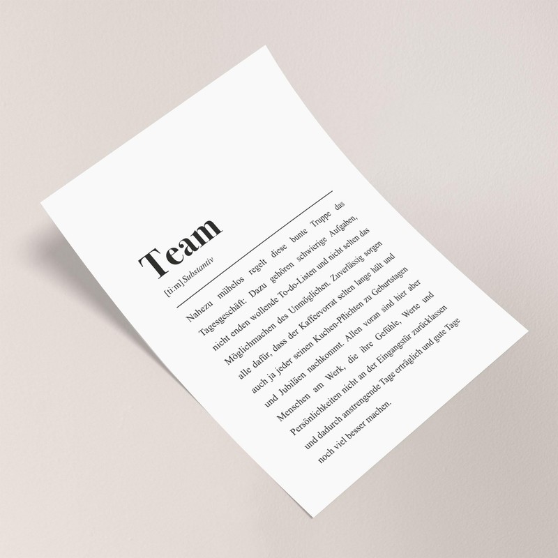 Team Definition: DIN A4 Poster für Kollegen