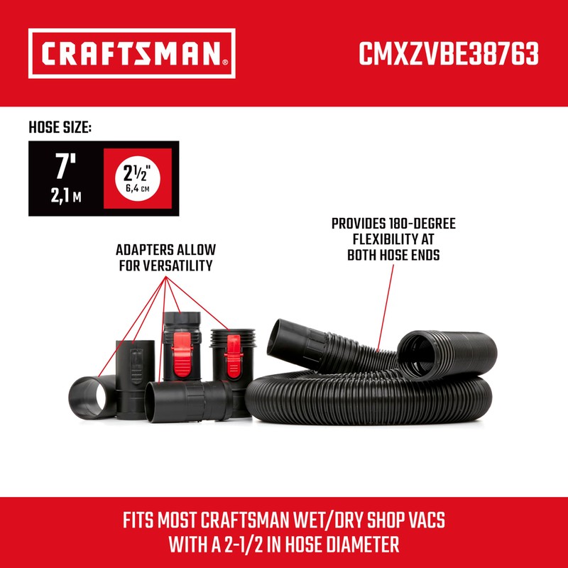 CRAFTSMAN CMXZVBE38763 2-1/2 in. x 7 ft. POS-I-LOCK Wet Dry