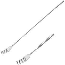 Ptwola Ausziehbare Gabel Edelstahl Teleskop-Verlängerung Essgabel einziehbar stabil für Grill Obst Dessert Gabel mit langem Griff 645 cm Küchengabeln zum Essen Pickle Fondue Kochen im Freien