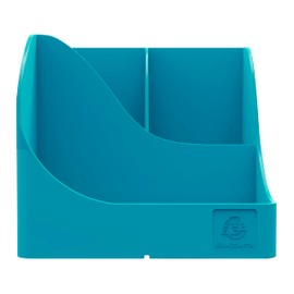 Exacompta Pen Wave Skandi 69534D Reycling Plastic Pen Holder with 5 Compartments for Storage of Ballpoint Pens and Other Stationery Blue Angel Pencil Box Pen Holder Pacific Blue