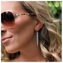 Allereya Vintage Turquoise Drop Earrings Turquoise Bar Dangle Earrings Tribal Turquoise Earrings Silver Hook Earrings Jewelry for Women and Girls