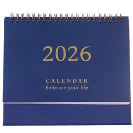 SHINEOFI Desk Calendar 2025-2026 Small Desktop Standing Flip Calendar for Home School Office Monthly Planner Dark Blue 19x16.5cm