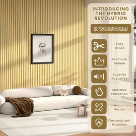 4-Pack Acoustic Wood Panels for Wall and Ceiling (47.2" x 23.6") – Stylish Soundproof Slat Panels with Wood Finish for Noise Reduction and Aesthetic Decoration