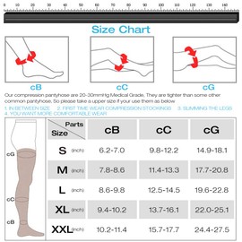 Medical Compression Pantyhose Women 20-30 mmhg Opaque Graduated Support Hose for Vericose Veins Edema, Open Toe-black, XX-Large