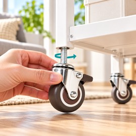 4 Pcs 1.25-Inch Stem Caster Wheels – TPR Swivel Wheels with M6 Threaded Rods for Carts & Furniture