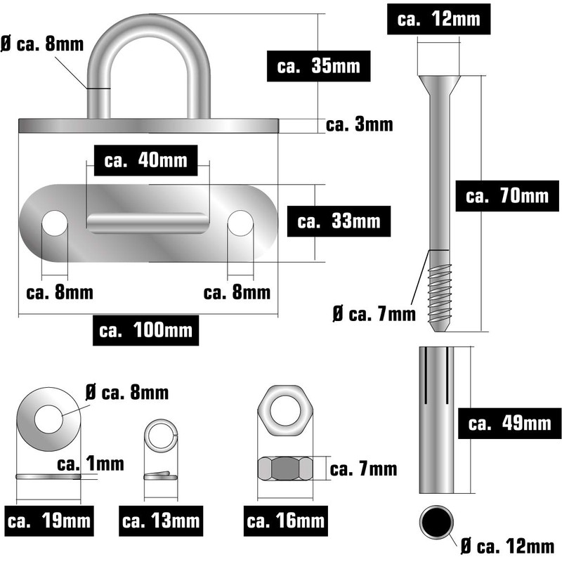 AMANKA 230 kg Hanging Chair Chain with Ceiling Hook -