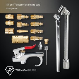 LION TOOLS Kit Accesorios Aire Para Compresor De 17 Piezas Neumaticos