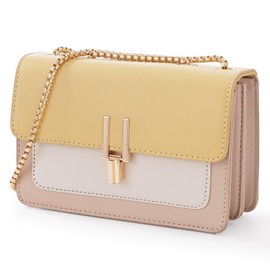 TOP BAND Color-Block Crossbody Bags for Women Leather Cross Body Purses Cute Designer Handbags Shoulder Bag Medium Size, #2 Yellow - 1, One_Size