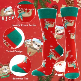Women's Christmas Socks Funny Socks for Women Mum Grandmother 6 Pairs Christmas Design Festive Cotton Christmas Socks Women's Colourful Socks, 6Pairs-Christmas1