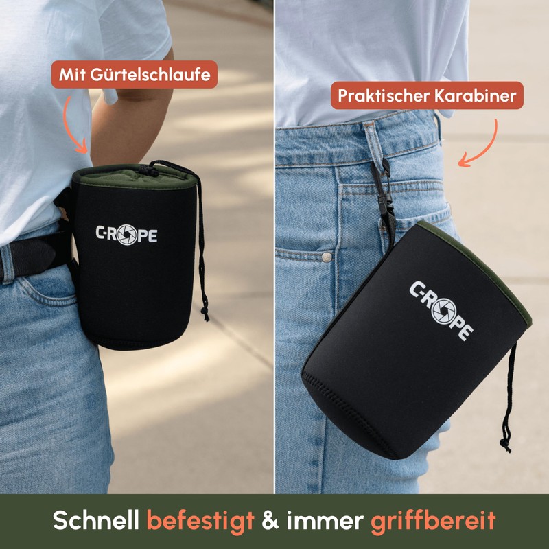 C-Rope Neoprene Lens Pouch with Fleece Lining, Lens Case for