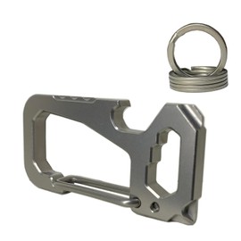 [LibCamp] Keychain Carabiner Titanium Alloy Key Ring Keychain EDC Multi Tool Bottle Opener Hardware Anti-lost, Silver