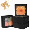 Bakepacker Black Bakery Boxes with Window 4x4x2.5 inches Small Size