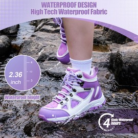 R CORD Kids Hiking Boots Waterproof Hiking Boots Girls Anti Collision Anti-Skid Athletic Outdoor Ankle Adventure Trekking Boots PurpleWhite 3 Little kid