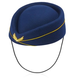 Aichiyu Pilot Hat Captain Pilot and Stewardess Hat Cap Tie Scarf Airplane Flight Attendant Costume Accessory (A)