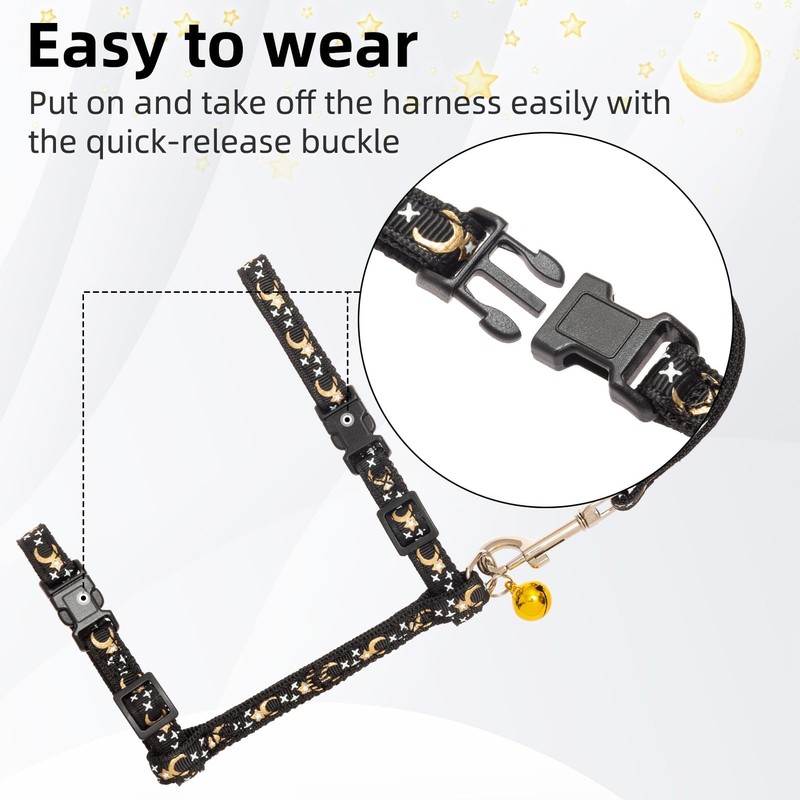 PUPTECK Adjustable Cat Harness and Leash Set Escape Proof Kitten