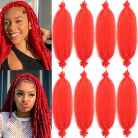 8 Packs Springy Afro Twist Hair Red Marley Twist Braiding Hair 8 Inch Kinky Twist Hair Short Marley Hair Wrapping Faux Soft Locs Extensions