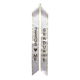 Grads4Good Christian Children's Graduation Jesus Loves Me Sash (White)