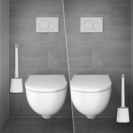 Toilet Brush with Holder, Quick Drying Silicone Stool Holder Set with Wall Mount for Bathroom Guest Toilet