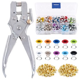 Wokape 400Pcs Eyelet Hole Punch Pliers and 10 Colors 3/16 inch Metal Grommets Kit with Gold Grommets,Eyelets Grommet Sets Metal Eyelets Kits for Leather Fabric Belt Clothes Decorative Repair