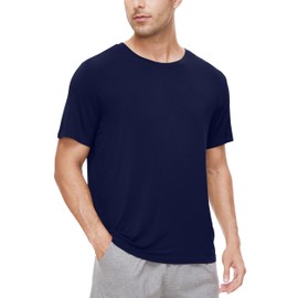 WiWi Men's T-Shirts Classic Soft Tee Soft Lightweight Crew Neck Short Sleeves Pajama Rayon Sleep Shirt S-XXL, Navy, Small
