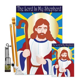Two Group My Shepherd Kit Religious Faith Hope Grace Peace Dove Christian Religion Easter Decoration Banner Small Yard Gift Double-Sided, House & Garden Flags Set w/Flagpole, Imported