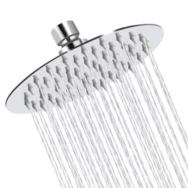 Sooreally - Cabezal de ducha de lluvia de alta presión, cabezal de ducha de acero inoxidable de 6 pulgadas, aspecto espejo, fácil instalación, ángulo de pulverización giratorio, experiencia de ducha voluptuosa, acabado cromado