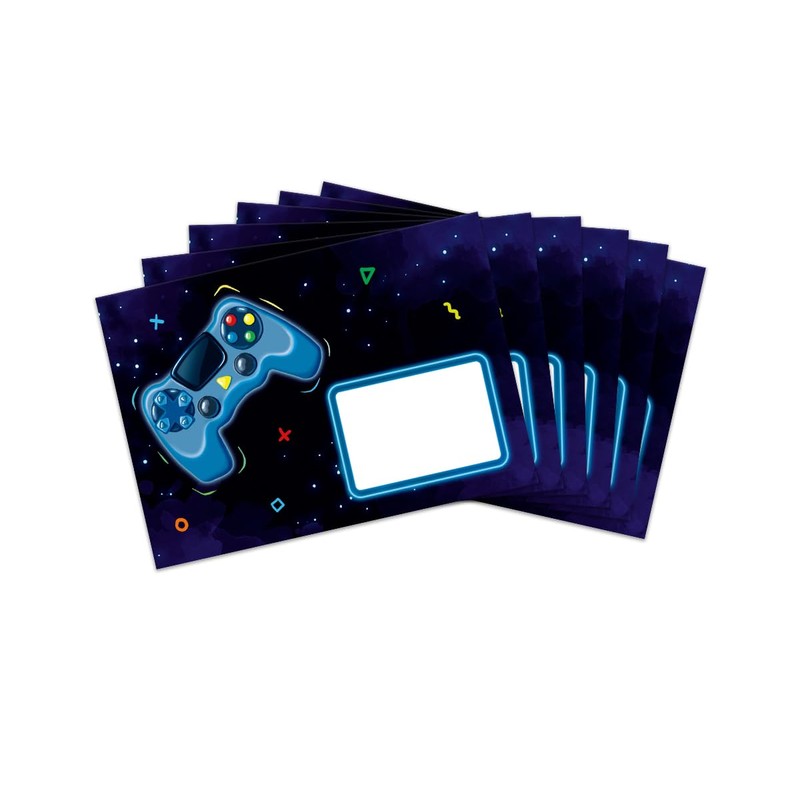 Minkocards 12 Invitation Cards Children's Birthday Boy Gamer Party Including
